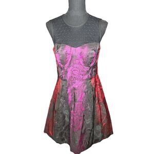 Nanette Lepore NWT Fit & Flare Mini Dress Size 8 Black Purple Cocktail Party